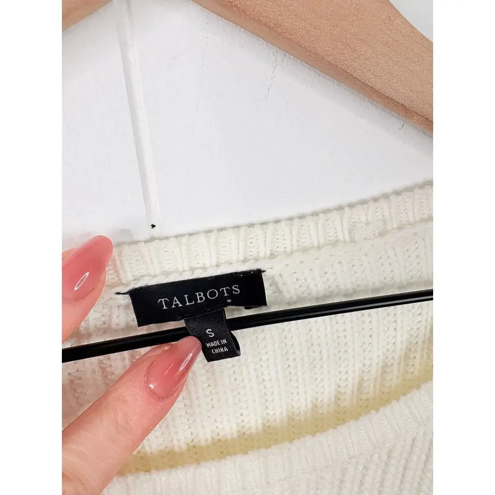 Talbots Shaker Stitch Ombre Stripe Bateau Neck Sweater Small Pink Orange